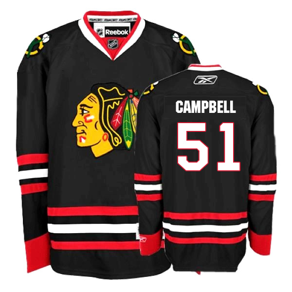 Chicago Blackhawks 51 Brian Campbell  Black nhl hockey men Jersey
