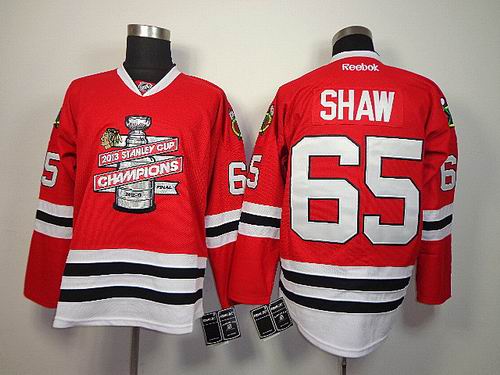 Chicago Blackhawks 65 SHAW red  2013 NHL Stanley Cup Final Champions Silver