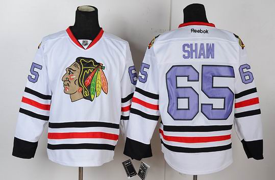 Chicago Blackhawks 65 SHAW white purple nhl jerseys Chicago Blackhawks 65 SHAW white purple nhl jerseys