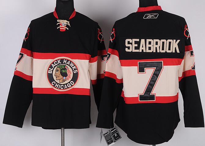 Chicago Blackhawks 7# Brent Seabrook black nhl hockey jersey Chicago Blackhawks 7# Brent Seabrook black nhl hockey jersey