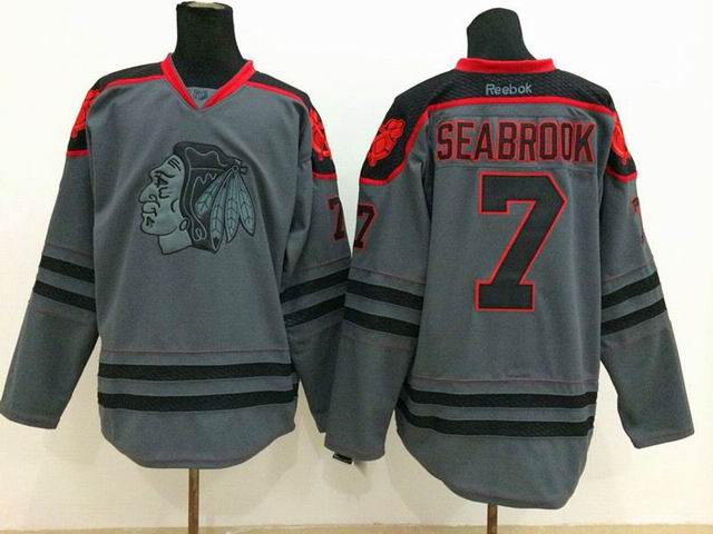 Chicago Blackhawks 7 Brent Seabrook Black  gray nhl hockey men Jerseys