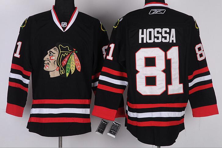 Chicago Blackhawks 81 Marian Hossa Jersey 81 Black nhl hockey Jerseys