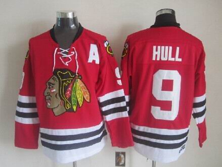 Chicago Blackhawks 9 Bobby Hull red hockey nhl Jersey A patch Chicago Blackhawks 9 Bobby Hull red hockey nhl Jersey A patch