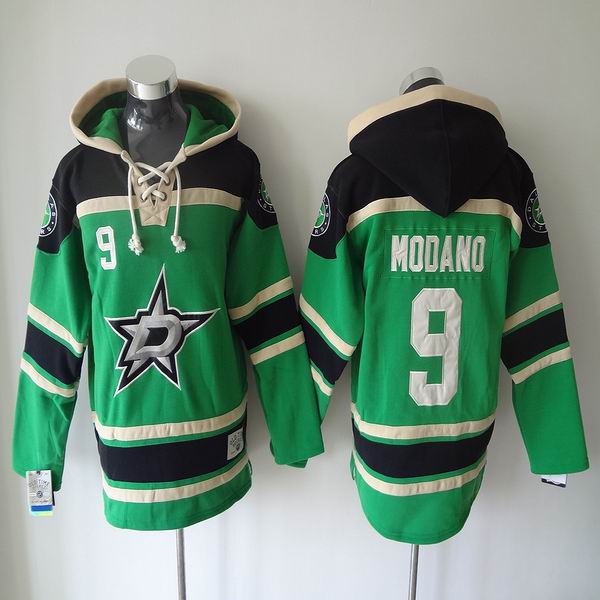 Dallas Stars 9# Mike Modano Green black NHL Hooded Sweatshirt Dallas Stars 9# Mike Modano Green black NHL Hooded Sweatshirt
