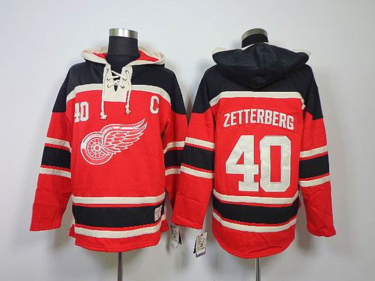 Detroit Red Wings Henrik Zetterberg 40 red NHL Hooded Sweatshirt