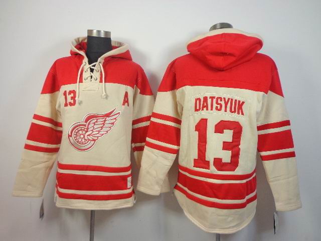 Detroit Red Wings Pavel Datsyuk 13 red beige NHL Hooded Sweatshirt