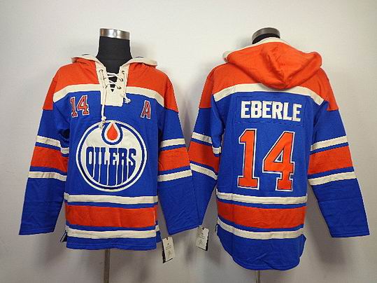 Edmonton Oilers 14# Jordan Eberle Blue nhl hooded sweatshirt Edmonton Oilers 14# Jordan Eberle Blue nhl hooded sweatshirt