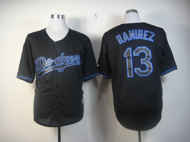 Los Angeles Dodgers 13 Hanley Ramirez Black men baseball mlb Jerseys