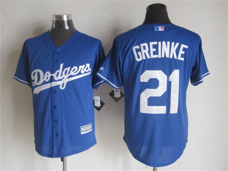 Los Angeles Dodgers 21 Zack Greinke Blue New Cool Base Stitched men baseball mlb Jersey