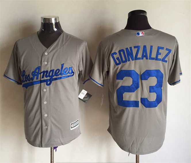 Los Angeles Dodgers 23 Adrian Gonzalez gray majestic men baseball mlb Jersey