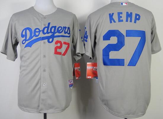 Los Angeles Dodgers 27 Kemp Grey mlb baseball jerseys Los Angeles Dodgers 27 Kemp Grey mlb baseball jerseys