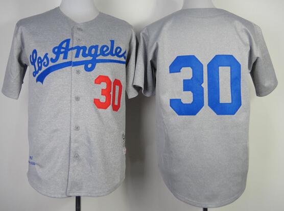 Los Angeles Dodgers 30 throwback gray men baseball mlb Jerseys
