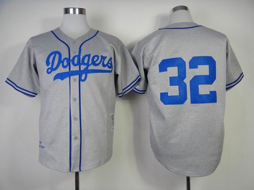 Los Angeles Dodgers 32 Koufax gray throwback men baseball mlb jerseys
