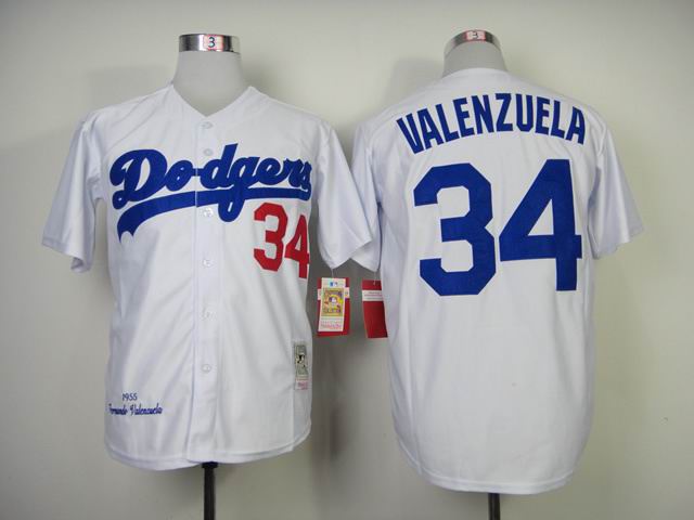 Los Angeles Dodgers 34 Fernando Valenzuela throwback white men baseball mlb jersey