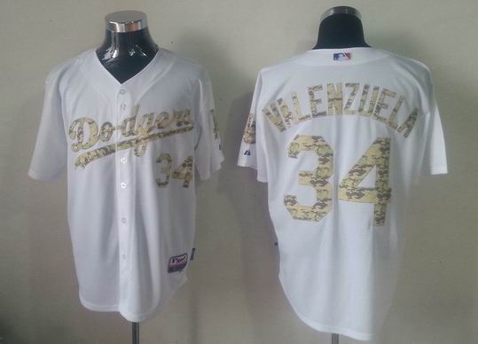 Los Angeles Dodgers 34 Fernando Valenzuela white camo men baseball mlb Jerseys