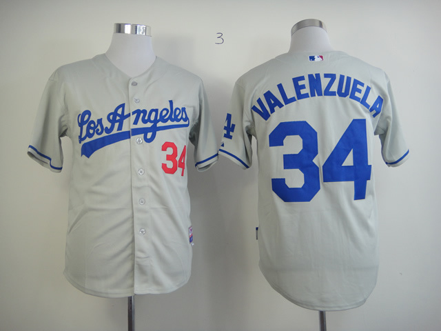 Los Angeles Dodgers 34 VALENZUELA gray men baseball mlb  jerseys
