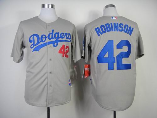 Los Angeles Dodgers 42 Robinson gray men baseball mlb jerseys wholesale