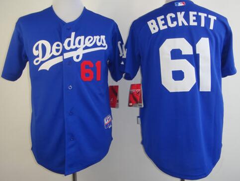 Los Angeles Dodgers 61 Josh Beckett Blue men baseball mlb Jerseys