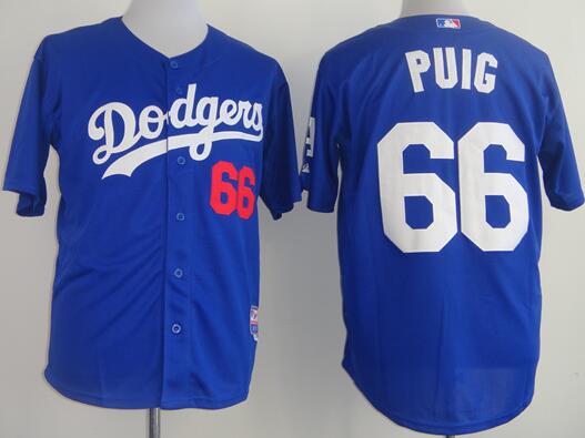 Los Angeles Dodgers 66 Yasiel Puig blue Stitched men baseball mlb Jersey