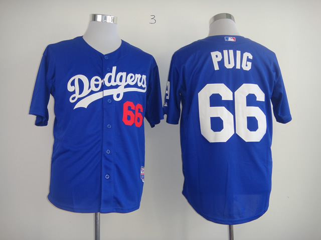 Los Angeles Dodgers 66 Yasiel Puig blue men baseball mlb jersey
