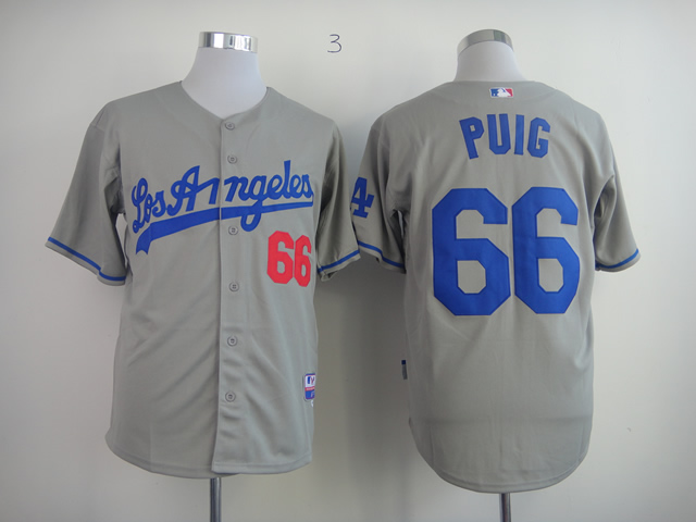 Los Angeles Dodgers 66 Yasiel Puig gray baseball mlb jersey Los Angeles Dodgers 66 Yasiel Puig gray baseball mlb jersey
