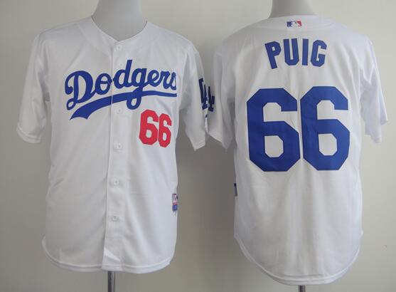 Los Angeles Dodgers 66 Yasiel Puig white Stitched men baseball mlb Jersey