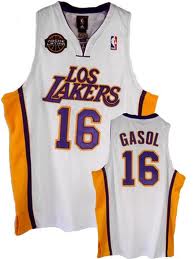 Los Angeles Lakers 16 GASOL white adidas men nba basketball  jersey