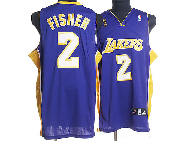 Los Angeles Lakers 2 FISHER purple adidas men nba basketball jerseys