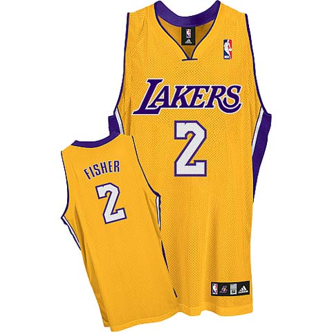 Los Angeles Lakers 2 FISHER yellow adidas men nba basketball jerseys