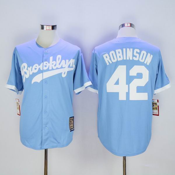 Mitchell And Ness Dodgers 42 Jackie Robinson Light Blue Throwback Stitched men baseball mlb Jersey Mitchell And Ness Dodgers 42 Jackie Robinson Light Blue Throwback Stitched men baseball mlb Jersey