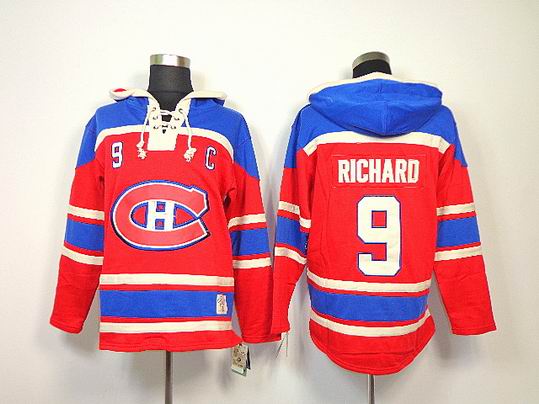 Montreal Canadiens RICHARD 9# Red NHL Hooded Sweatshirt Montreal Canadiens RICHARD 9# Red NHL Hooded Sweatshirt