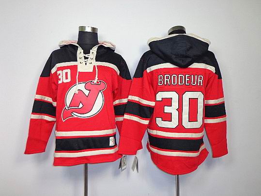 New Jersey Devils #30 BRODEUR Red NHL Hooded Sweatshirt New Jersey Devils #30 BRODEUR Red NHL Hooded Sweatshirt