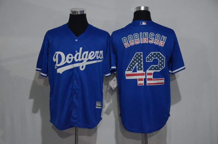 New Los Angeles Dodgers 42 Jackie Robinson Blue Stitched men baseball mlb Jerseys