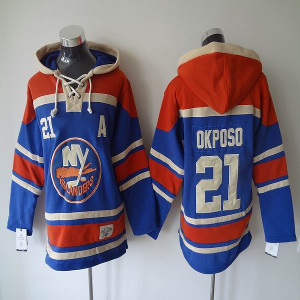 New York Islanders 21 Kyle Okposo blue orange ice hockey jersey