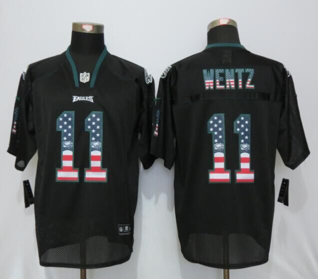Nike Philadelphia Eagles 11 Wentz USA Flag Fashion Black Elite Jerseys Nike Philadelphia Eagles 11 Wentz USA Flag Fashion Black Elite Jerseys