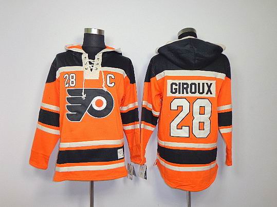 Philadelphia Flyers Claude Giroux 28# orange NHL Hooded Sweatshirt