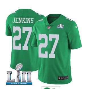 Men's Nike Eagles #27 Malcolm Jenkins Green Super Bowl LII Stitched NFL Limited Rush Jersey Men's Nike Eagles #27 Malcolm Jenkins Green Super Bowl LII Stitched NFL Limited Rush Jersey