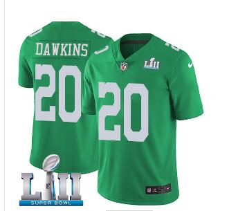 Men's Nike Eagles #20 Brian Dawkins Green Super Bowl LII Stitched NFL Limited Rush Jersey Men's Nike Eagles #20 Brian Dawkins Green Super Bowl LII Stitched NFL Limited Rush Jersey