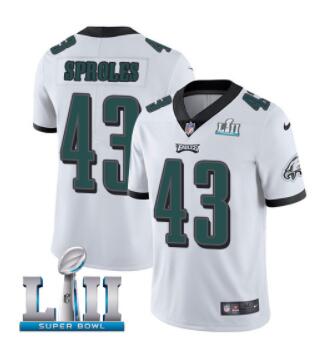 Men's Nike Eagles #43 Darren Sproles with Super Bowl LII patch Stitched Jersey-001 Men's Nike Eagles #43 Darren Sproles with Super Bowl LII patch Stitched Jersey-001