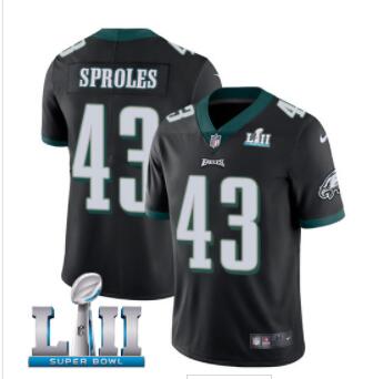 Men's Nike Eagles #43 Darren Sproles with Super Bowl LII patch Stitched Jersey-002