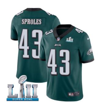 Men's Nike Eagles #43 Darren Sproles with Super Bowl LII patch Stitched Jersey-003
