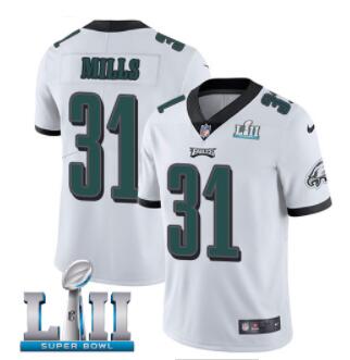 Youth Nike Philadelphia Eagles #31 Jalen Mills White Super Bowl LII Stitched NFL Vapor Untouchable Limited Jersey-002