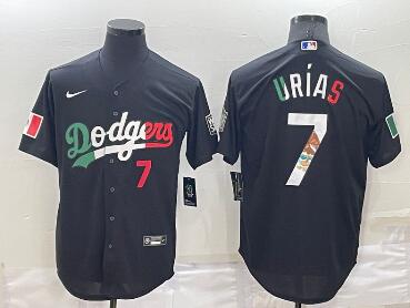 Men's Los Angeles Dodgers #7 Julio Urias Black Mexico Number 2020 World Series Cool Base Nike Jersey