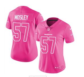 Nike Ravens #57 C.J. Mosley Pink Women's Stitched NFL Limited Rush Fashion Jersey