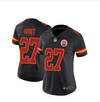 Women's Nike Kansas City Chiefs #27 Kareem Hunt Black Stitched NFL Limited Rush Jersey Women's Nike Kansas City Chiefs #27 Kareem Hunt Black Stitched NFL Limited Rush Jersey