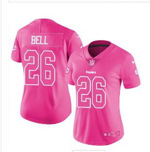 Nike Steelers #26 Le'Veon Bell Pink Women's Stitched NFL Limited Rush Fashion Jersey Nike Steelers #26 Le'Veon Bell Pink Women's Stitched NFL Limited Rush Fashion Jersey