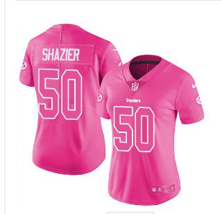 Nike Steelers #50 Ryan Shazier Pink Women's Stitched NFL Limited Rush Fashion Jersey Nike Steelers #50 Ryan Shazier Pink Women's Stitched NFL Limited Rush Fashion Jersey