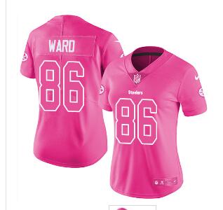 Custom Nike Steelers #86 Hines Ward Pink Women's Stitched NFL Limited Rush Fashion Jersey Custom Nike Steelers #86 Hines Ward Pink Women's Stitched NFL Limited Rush Fashion Jersey