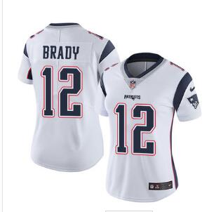 Women's Nike Patriots #12 Tom Brady White Stitched NFL Vapor Untouchable Limited Jersey Women's Nike Patriots #12 Tom Brady White Stitched NFL Vapor Untouchable Limited Jersey