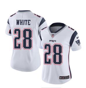 Women's Nike Patriots #28 James White White Stitched NFL Vapor Untouchable Limited Jersey